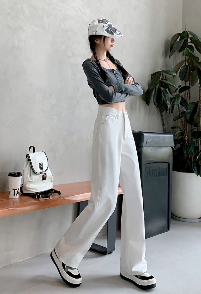 Loose Casual simple cozy denim slim wide leg pants