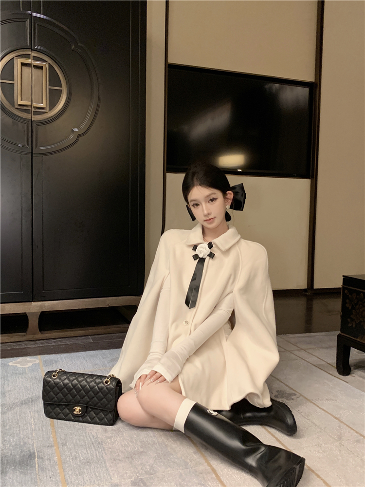 Temperament clip cotton cloak woolen overcoat