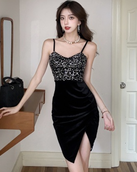 Ladies splice strap dress retro dress for women