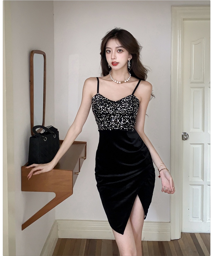 Ladies splice strap dress retro dress for women