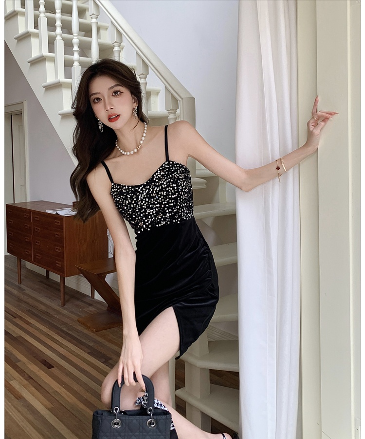 Ladies splice strap dress retro dress for women