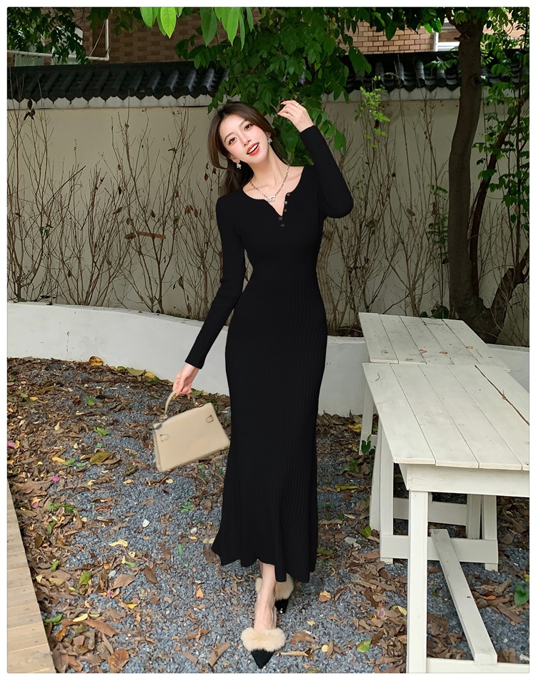 Knitted long dress sweater dress for women