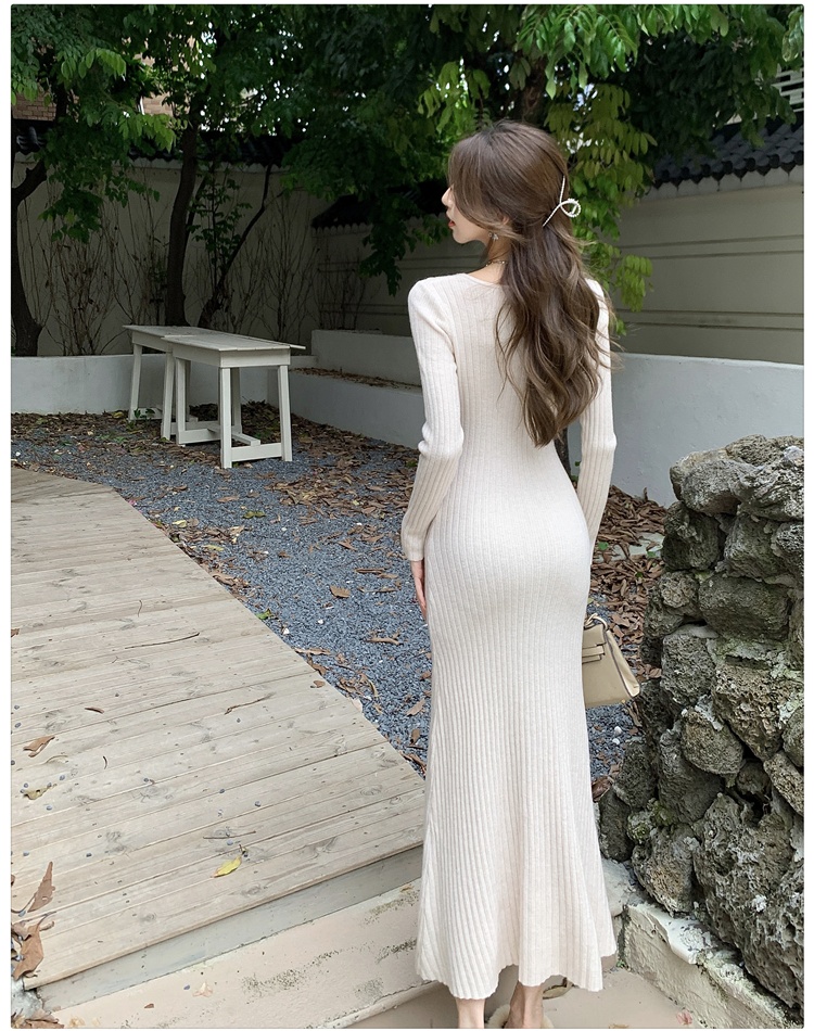 Knitted long dress sweater dress for women