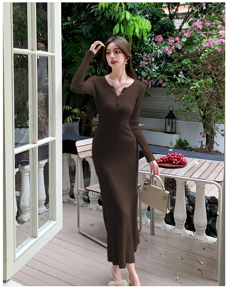 Knitted long dress sweater dress for women