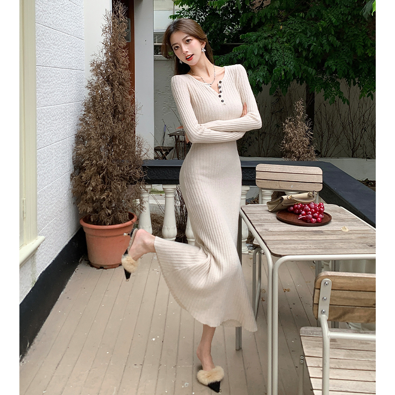 Knitted long dress sweater dress for women