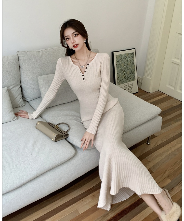 Knitted long dress sweater dress for women