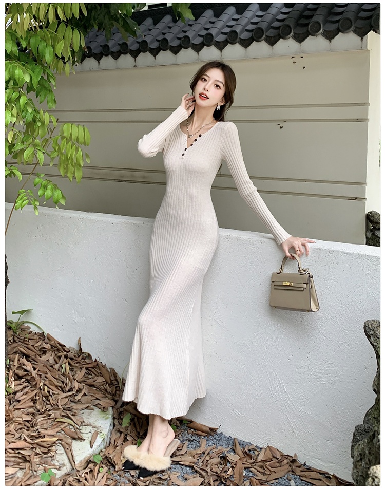 Knitted long dress sweater dress for women