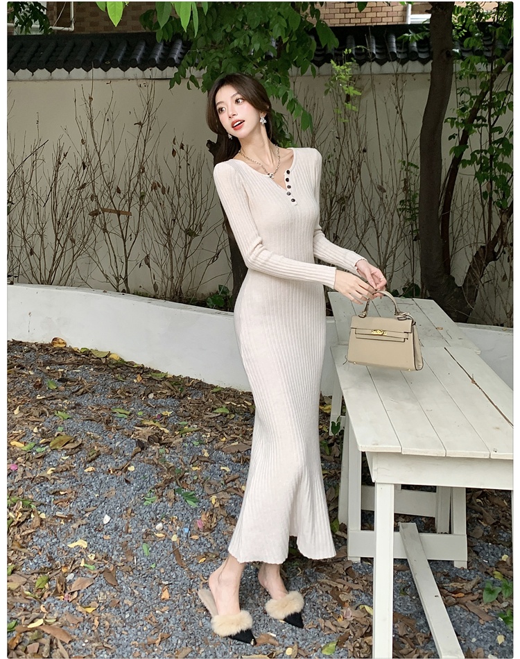 Knitted long dress sweater dress for women