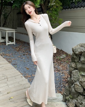 Slim all-match dress lazy hooded long dress