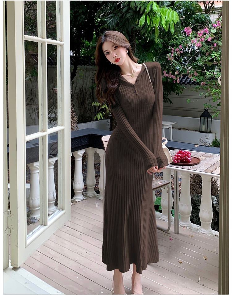 Slim all-match dress lazy hooded long dress