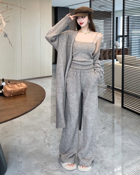 Fashion sling sweater knitted coat 3pcs set