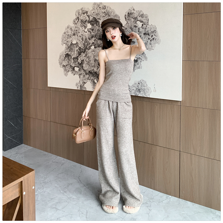 Fashion sling sweater knitted coat 3pcs set