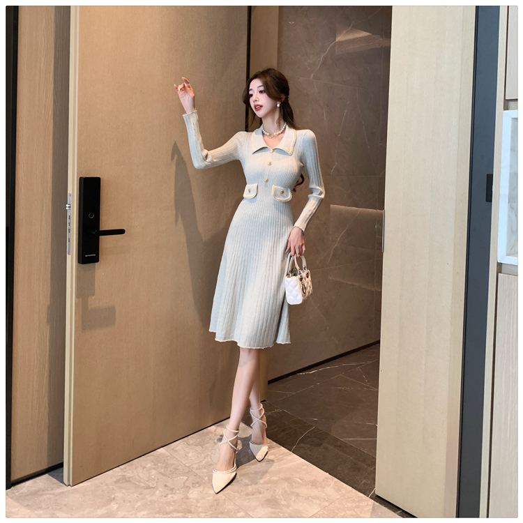 France style knitted slim dress for women