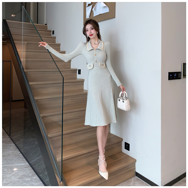 France style knitted slim dress for women