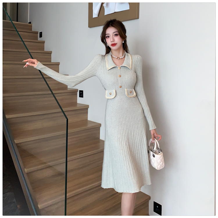 France style knitted slim dress for women