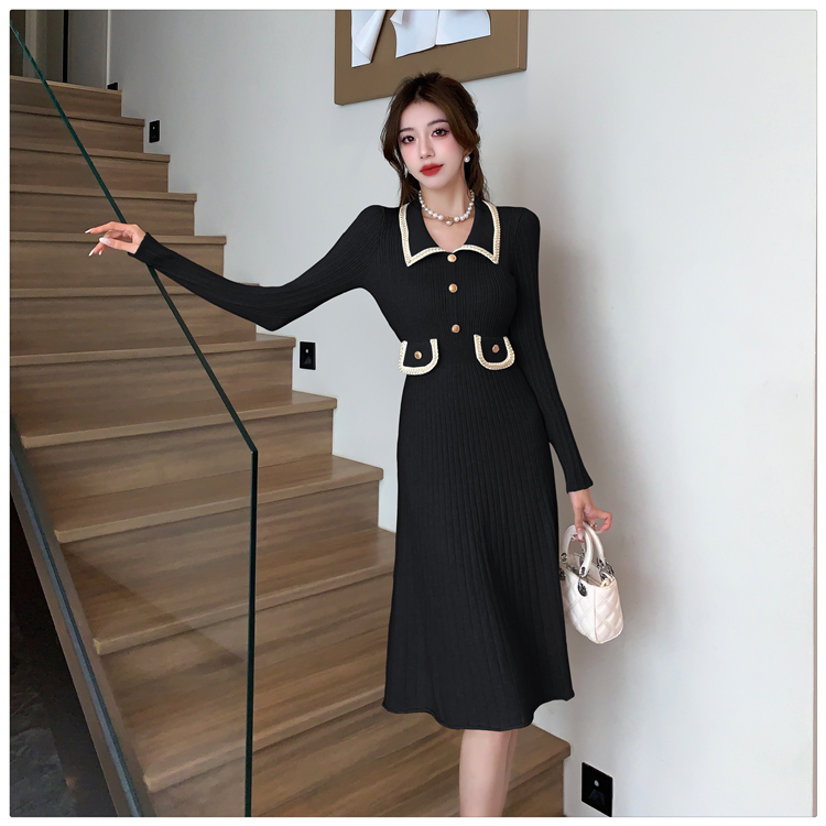 France style knitted slim dress for women