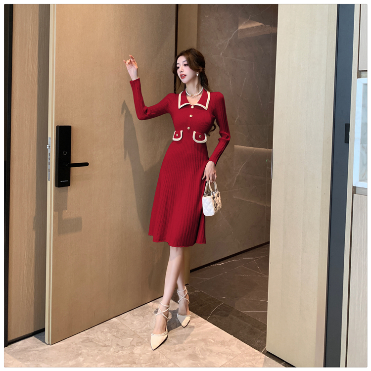 France style knitted slim dress for women