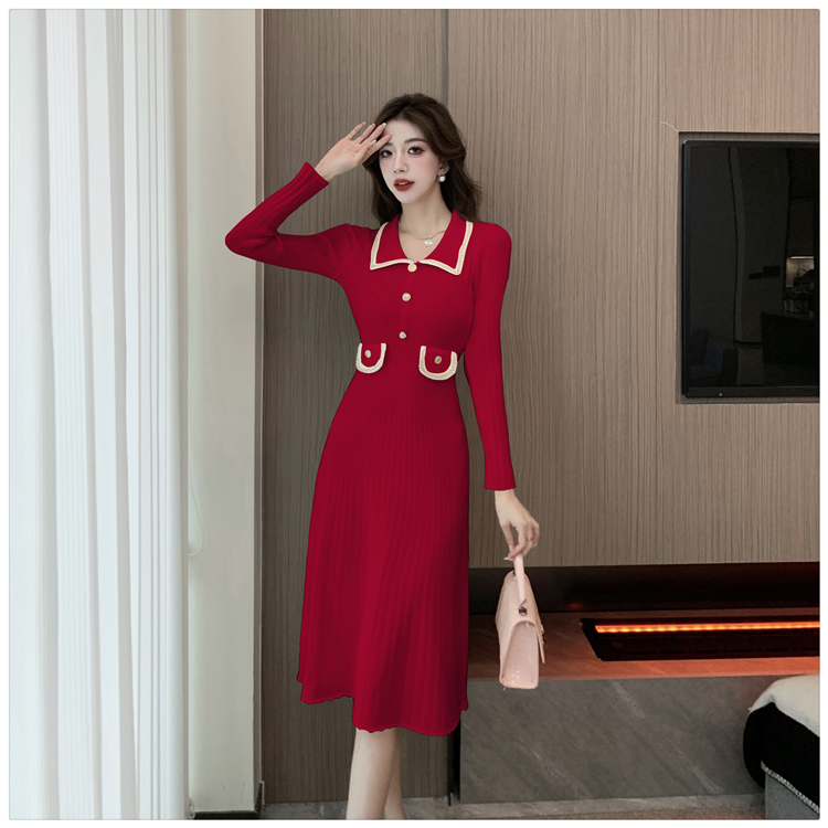 France style knitted slim dress for women