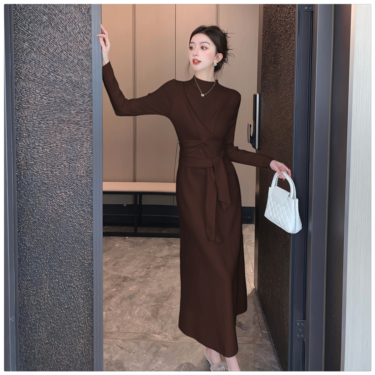 Half high collar dress sweater for women