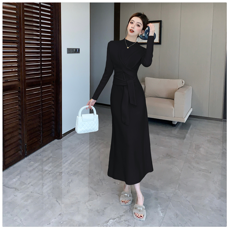 Half high collar dress sweater for women