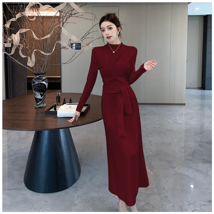 Half high collar dress sweater for women