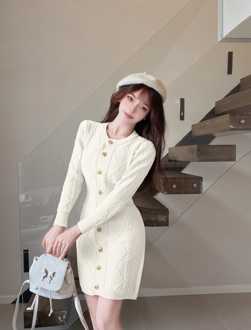 Girl chanelstyle sweater dress knitted light dress