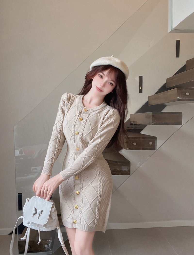 Girl chanelstyle sweater dress knitted light dress