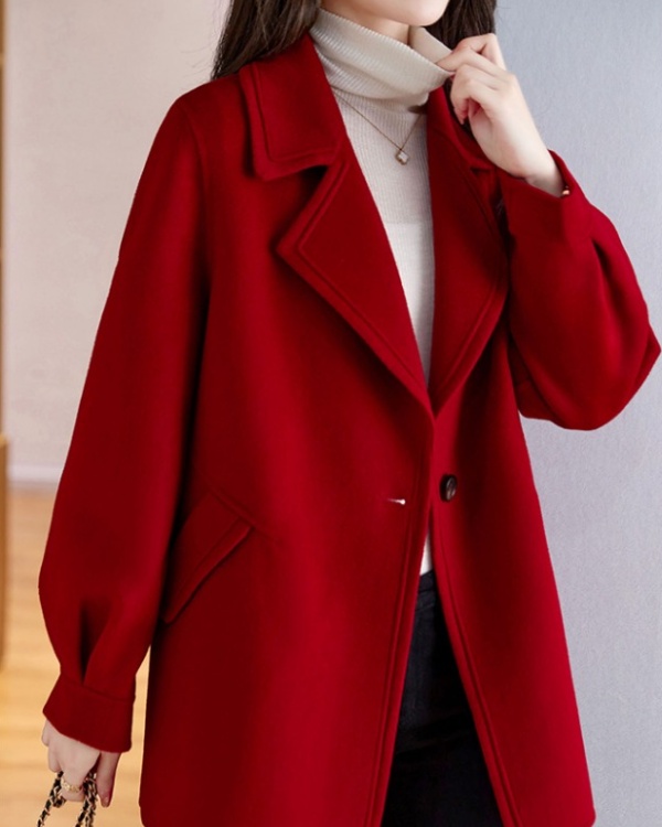 Retro business suit red woolen coat for women