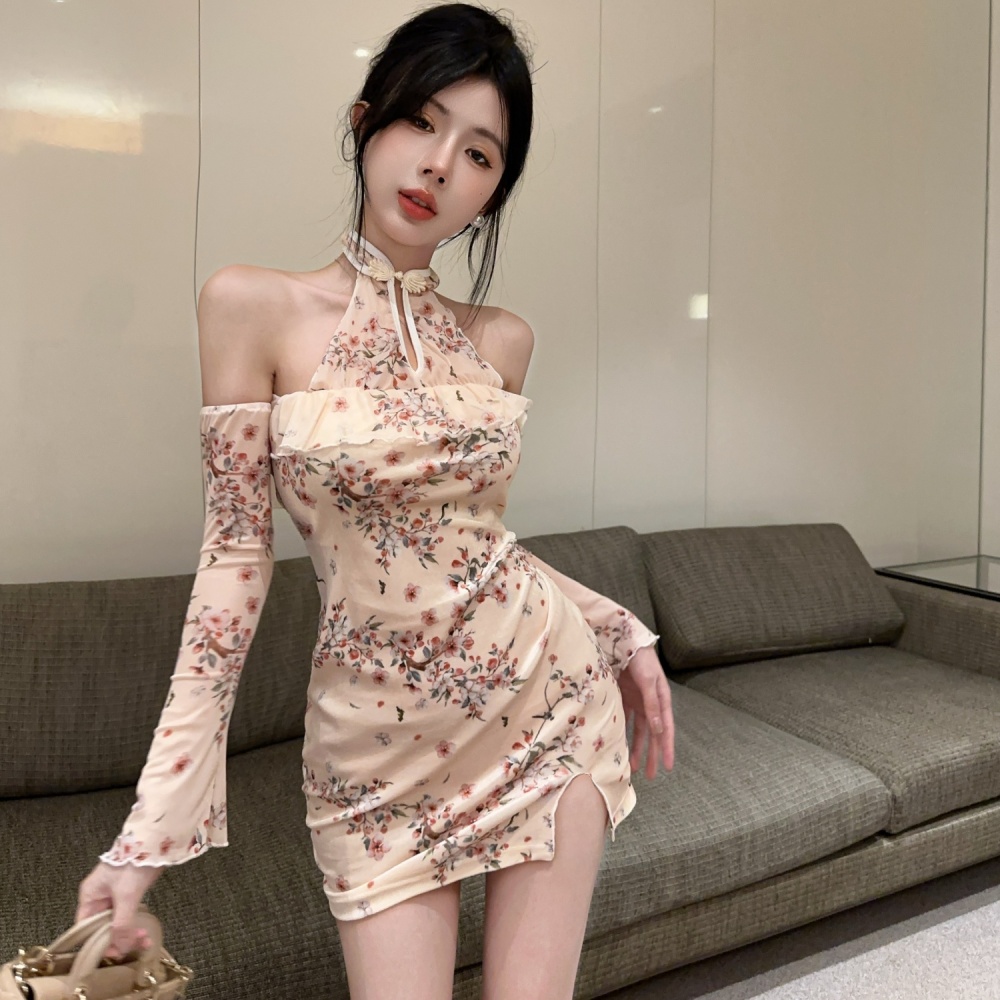 Fashion printing cheongsam spicegirl dress for women