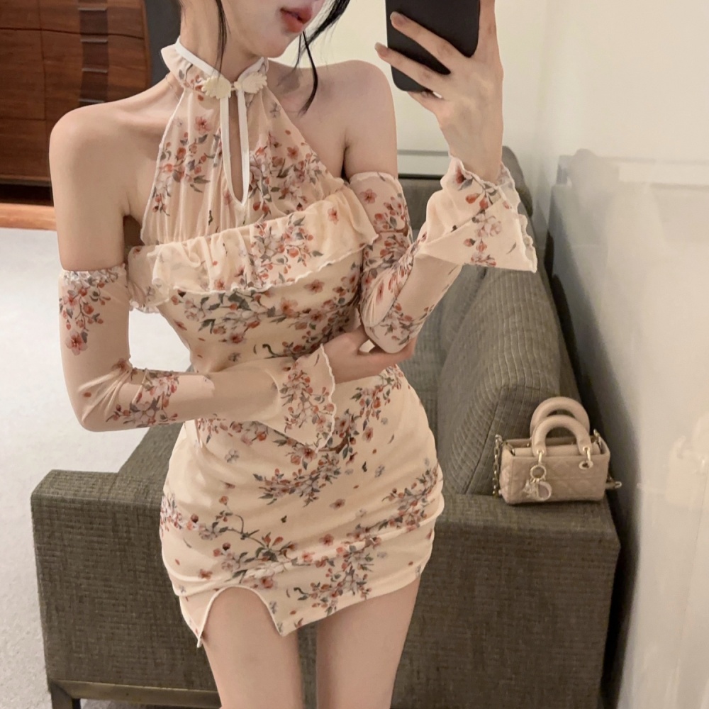 Fashion printing cheongsam spicegirl dress for women