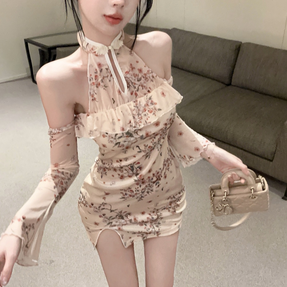 Fashion printing cheongsam spicegirl dress for women