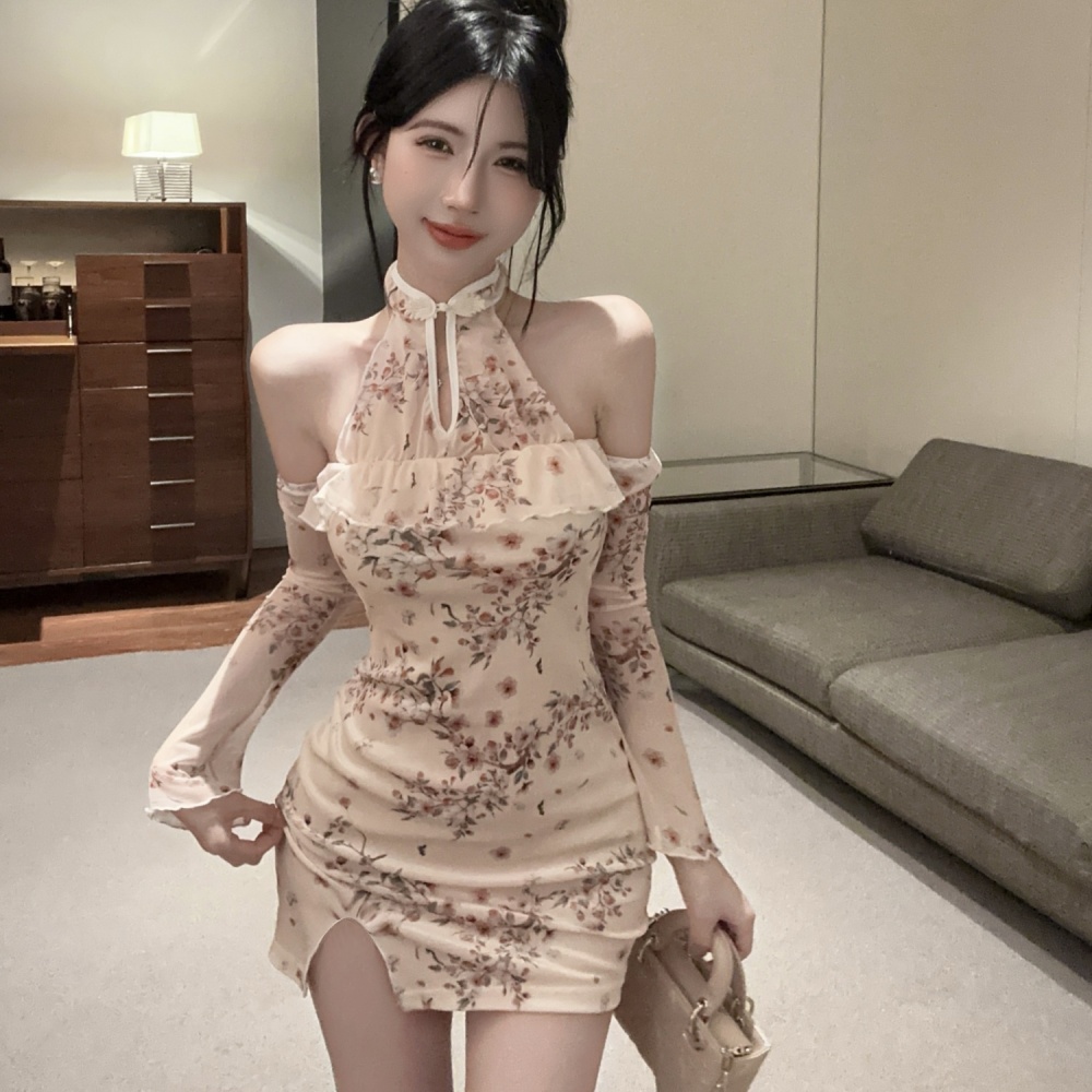 Fashion printing cheongsam spicegirl dress for women