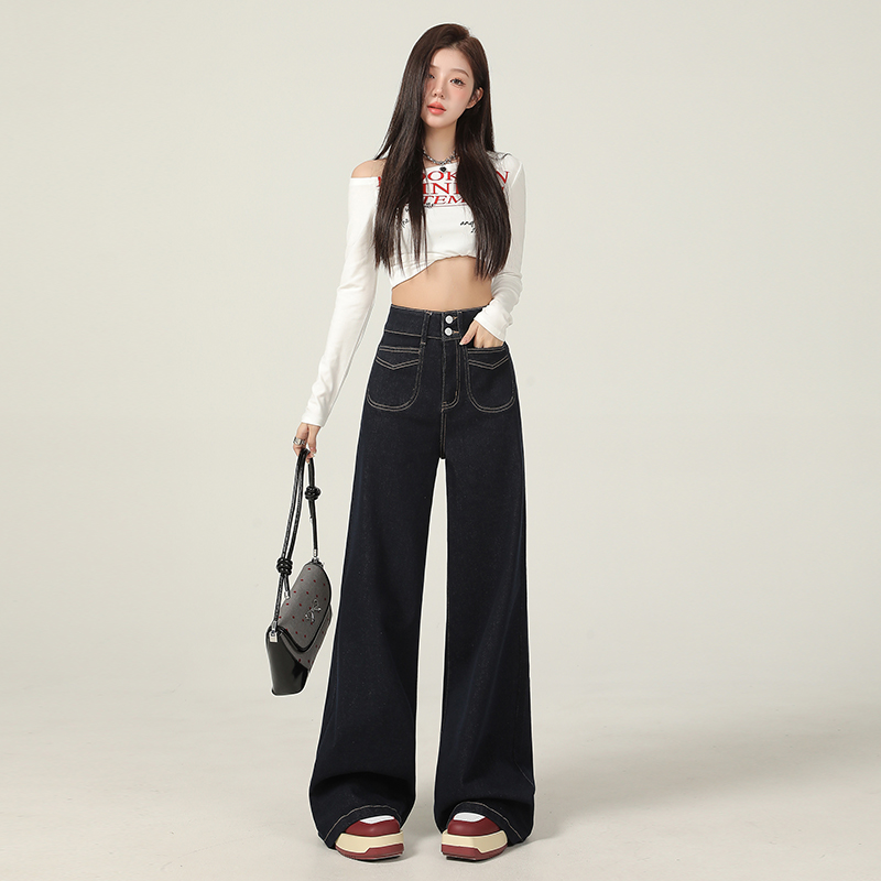 Double buckle micro speaker long pants slim jeans