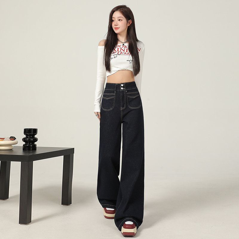 Double buckle micro speaker long pants slim jeans