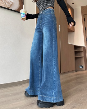 Retro slim flare pants elasticity wide leg pants for women