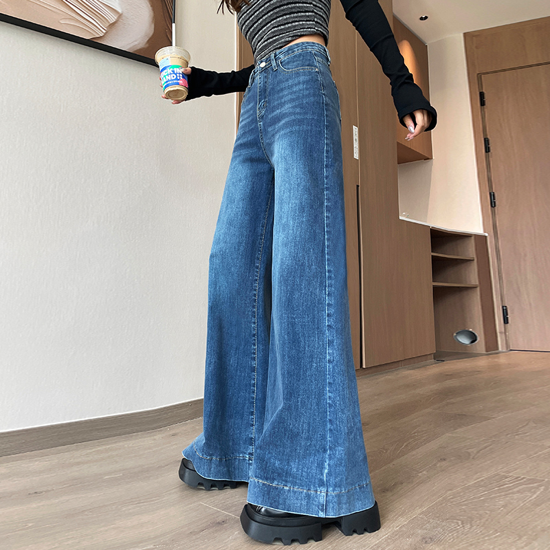 Retro slim flare pants elasticity wide leg pants for women