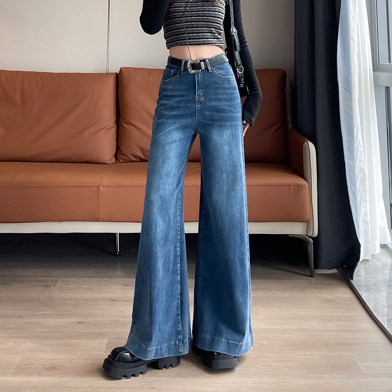 Retro slim flare pants elasticity wide leg pants for women