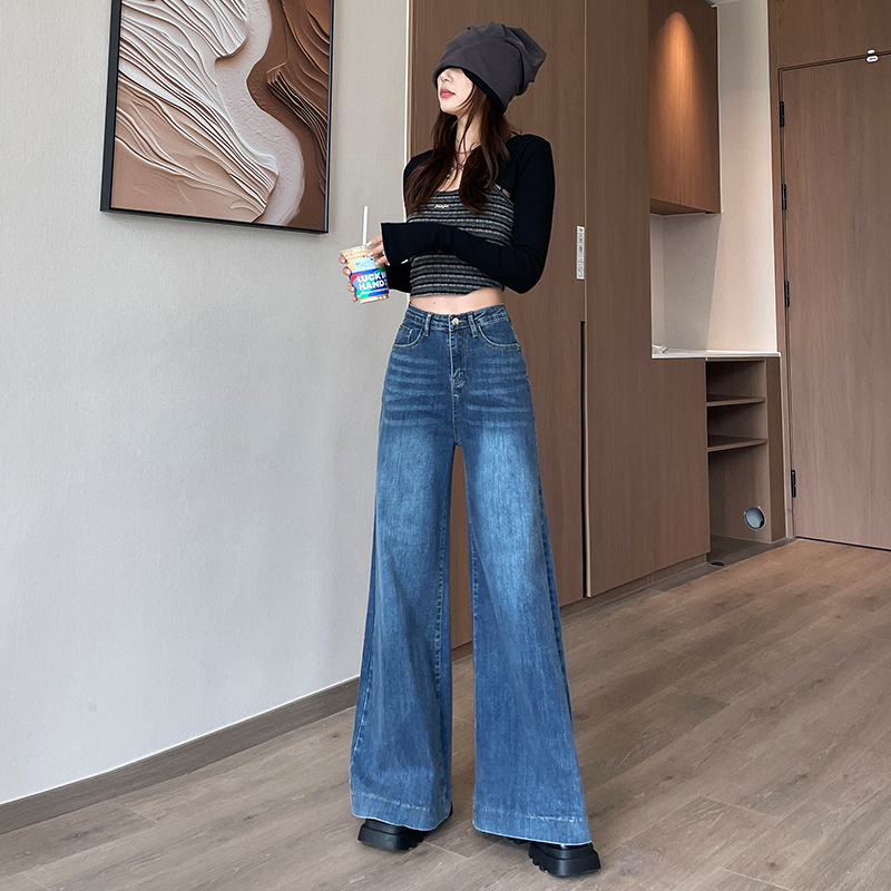 Retro slim flare pants elasticity wide leg pants for women