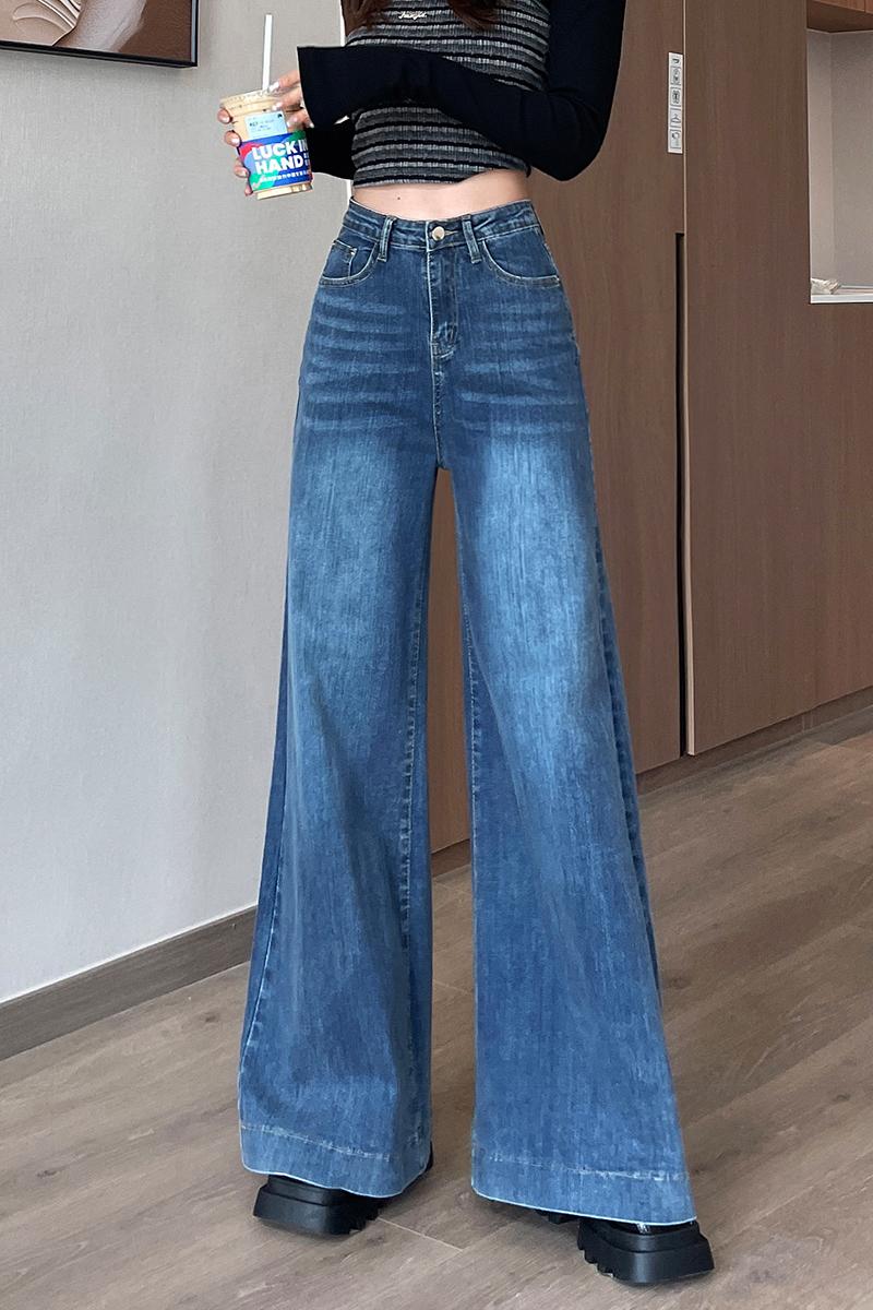 Retro slim flare pants elasticity wide leg pants for women