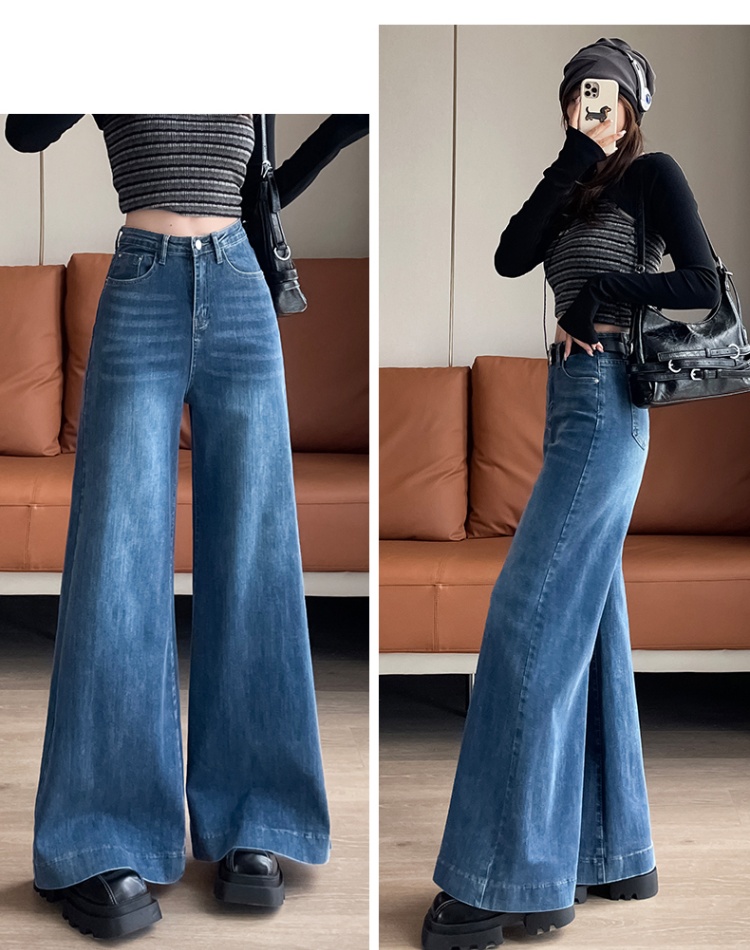 Retro slim flare pants elasticity wide leg pants for women