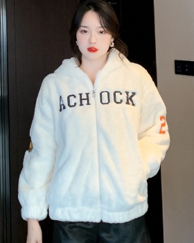 Thermal thick hoodie Casual embroidery coat