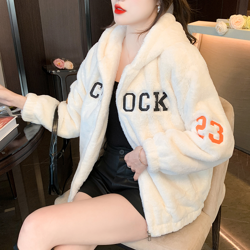 Thermal thick hoodie Casual embroidery coat