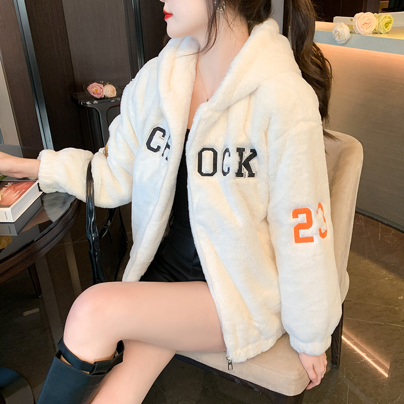 Thermal thick hoodie Casual embroidery coat