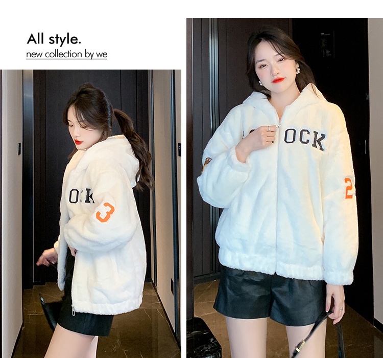 Thermal thick hoodie Casual embroidery coat