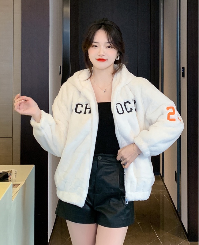 Thermal thick hoodie Casual embroidery coat