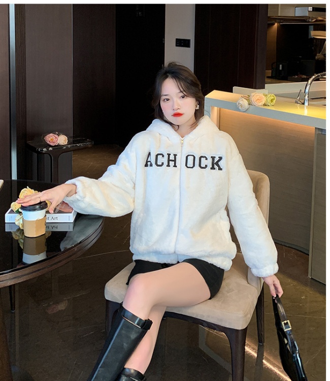 Thermal thick hoodie Casual embroidery coat