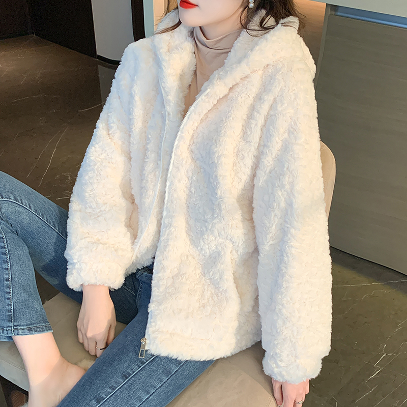 Velvet jacket bear ears autumn and winter jacket for women