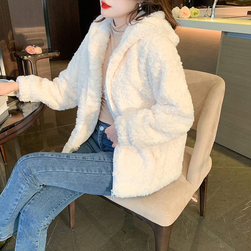 Velvet jacket bear ears autumn and winter jacket for women