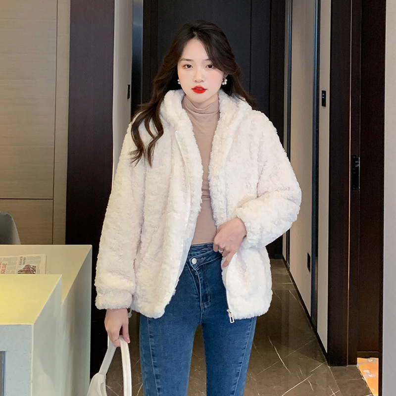 Velvet jacket bear ears autumn and winter jacket for women