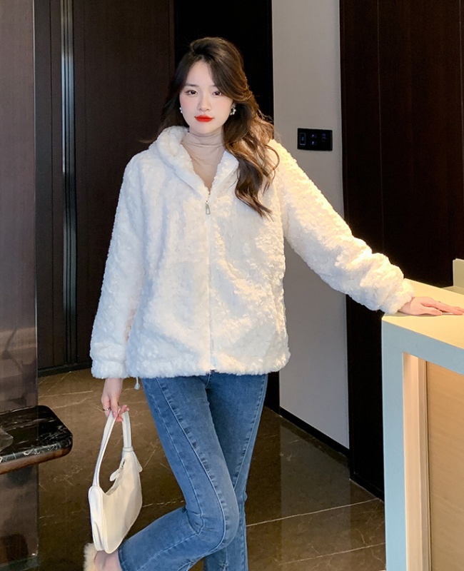 Velvet jacket bear ears autumn and winter jacket for women